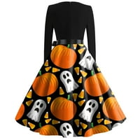 Feterrnal ženska haljina za Halloween Haljina za moći za žene dugih rukava haljina casual haljine maxi