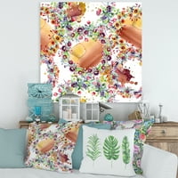 Živopisno lišće divljeg proljeća, bobičasto voće i divlje cvijeće Painting Canvas Art Print