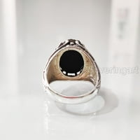 Gruba crna tormalin MANS prsten, prirodni crni turmalin, srebrni nakit, srebrni prsten, rođendanski poklon,