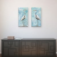 Heron i & II Sally Swatland Wrapped Canvas Art Painting Print Set od 2