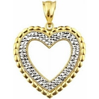 Ručno izrađen 10kt zlatni dijamantski rezani privjesak sa otvorenim srcem