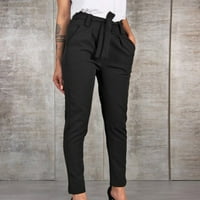 Wavsuf ženske pantalone Plus Size sitne čvrste crne pantalone visokog rasta veličine 2XL