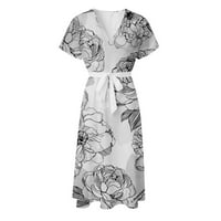 Aayomet ljetne haljine za žene Casual žene Casual V izrez kratki rukavi Nonpositioning cvjetni Print Strappy