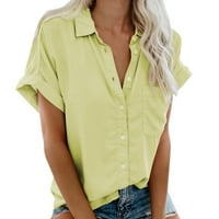 Modni ženski džepni gumb kratkih rukava Tee Casual Popularna bluza vrhova majica za žene