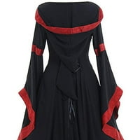 Ljetne haljine za žene dugačak dugi rukav modni modni haljina od punog kvadratnog dekoltena crna 3xl