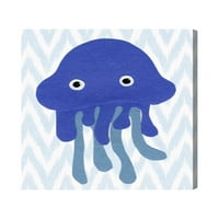 Wynwood Studio Životinje Zidno umjetnosti Platno Ispisuje 'Jellyfish' baby životinje - plava, bijela