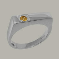 Britanska napravljena čvrsto od punog 10k bijelog zlatnog prirodnog citrinskog mins bend prstena - Veličina