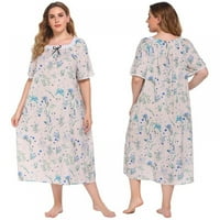 Baywell ženska spavaćica štampana košulja za spavanje kratki rukav duga suknja za spavanje dame Plus Size