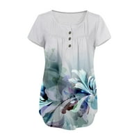Kratka rukava bluza Casual cvjetnih vrhova brod vrat moda za žene svijetlo siva XL