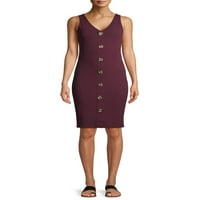 No Bounties Junior's Rib Button Front Dress