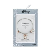 Disney 14kt Gold Flash Plated Minnie Mouse You'll Forever Be My Minnie čari na nerđajućem čeliku podesiva