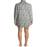 Hanes ženska i ženska Plus mekana flisa dečko Fit zarez ovratnik pidžama Sleepshirt