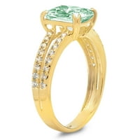 3.96 CT jastuk izrezan zeleni simulirani dijamant 18k gravura od žutog zlata Izjava o godišnjici vjenčanja vjenčani prsten veličine 6