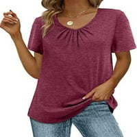 Pamučne ljetne majice za žene kratki V-izrez na vrhu majica povremene majice sa kratkim rukavima