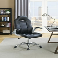 Moderna uredska stolica za kožu s povišenim rukama, crna
