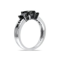 Carat T.W. Black Princess-Cut Diamond Sterling srebrni zaručni prsten