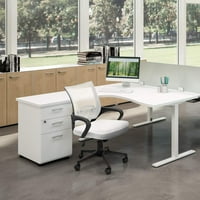 Lacoo podesiva srednja stražnja kancelarijska stolica za okretni stol za ruke s naslonima za ruke, bijeli
