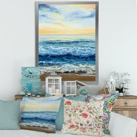 Designart 'Ocean Waves At Sunrise' Nautical & Coastal Framed Art Print