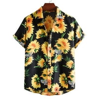 BeeYaSo Muška Moda etnički kratki rukavi Casual štampanje havajska košulja bluza majica XXL