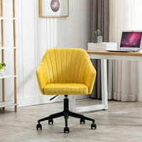 AUKFA plišana velvet tkanina uredska stolica, okretna podesiva stolica za zadatak s mekim sjedištem, žutim