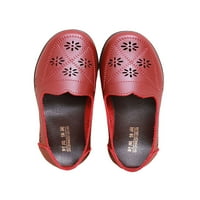 Zodanni žene stanovi Udobni natikači okrugli prsti Ležerne cipele Dame Dame Flat cipele Žene prozračne klizanje na crvenoj boji 7,5