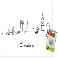 LINE Art Skyline - Londonski zidni poster sa pushpinsom, 14.725 22.375