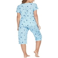 Niuer ženski topovi za spavanje i kapri pantalone Lounge Setovi v Set pidžama s izrezom meka Noćna spavaćica