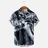 Caveitl muške majice, muškarci casual tipke Marliranje štampanje sa džepom odbojnog bluza s kratkim rukavima