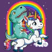 Dinosaur Unicorn Funny T re Rainbow Mens ljubičasta grafički Tee-dizajn ljudi 2XL