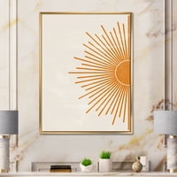 Designart 'Narandžasti Sun Print Na Bež I' Moderni Uramljeni Platneni Zidni Umjetnički Print