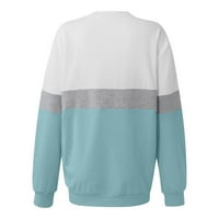 CLLIOS WOMENS dukserica Crew Bool Block TOP labavi pulover Duge majica s dugim rukavima Bluza sa džepom