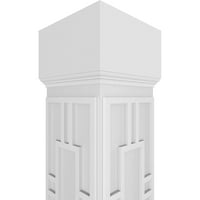 Ekena Millwork 8 W 8'H Craftsman Classic Square ne-konus Hastings Cretwork Column w misija Capital & mission