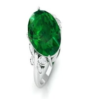 Ovalni rez kreirao je smaragdni prsten sa moissite za žene, 14k bijelo zlato, SAD 6,50