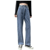 Wozhidaoke pantalone za žene Casual pantalone visokog struka uznemirene ravne džins farmerke Vintage pantalone