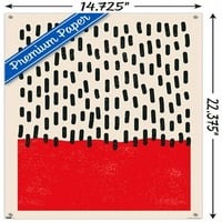 Geometrijski - crveni zidni poster sa pushpinsom, 14.725 22.375