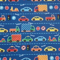 + BELLA zauzeti automobili plavi brušeni Meki set jastučnica za djecu od mikrovlakana-Standard