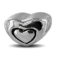 Pacifički čari srebrni šarm u obliku srca u obliku srca