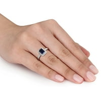 Miabella ženski 1-CT. Kreiran verenički prsten od plavog safira i dijamantskog srebra