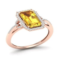 Imperial Gemstone 10k Rose Gold Smaragd CITRINE CT TW Diamond Halo Ženski prsten