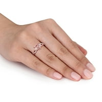Miabella ženski 1-karatni T. G. W. srce rezano Morganit i karat T. W. dijamant 10kt prsten pasijansa od