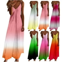 Koaiezne haljine za žene Ženske špagete remenske haljine Trendy bez rukava cvjetni print Stretchy Maxi