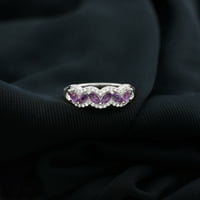 Amethist godišnjica prsten s dijamant, minimalni ametist prsten za žene u zlatu, 14k bijelo zlato, US 4.00