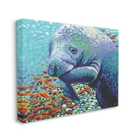 Stupell Industries underwater Manatee Impresionistička slika Galerija umotano platno print zid Art, dizajn