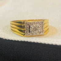 Pave 0. CTS Okrugli sjajni dijamanti Muški pasijans vjenčani prsten u finoj 18K žuto zlato