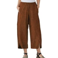 Ženska Moda casual jednobojne casual labave pantalone ravne pantalone razdvojene širokim džepnim sumotnim