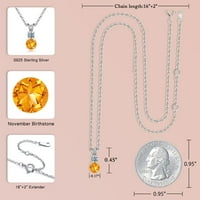 Sterling Silver Birthstone ogrlica za žene 0. CT okrugli Birthstone ogrlica Nakit godišnjica dan zaljubljenih