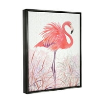 Stupell Flamingo Ptica Tropske Trave Uzorkovane Životinje I Insekti Slikarstvo Crni Plutač Uokviren Art