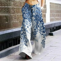 HANAS Ljetni ženski retro print casual labave pantalone za crtanje široke pantalone za noge