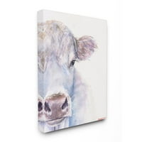 Stupell Industries velika kravlja glava životinja plava akvarelna slika platnena zidna Umjetnost George