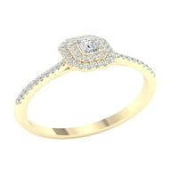 Imperial CT TDW smaragdni dijamantski dvostruki halo zaručnički prsten u 10K žutom zlatu